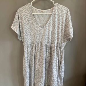 Gray Leopard Print BabyDoll Dress